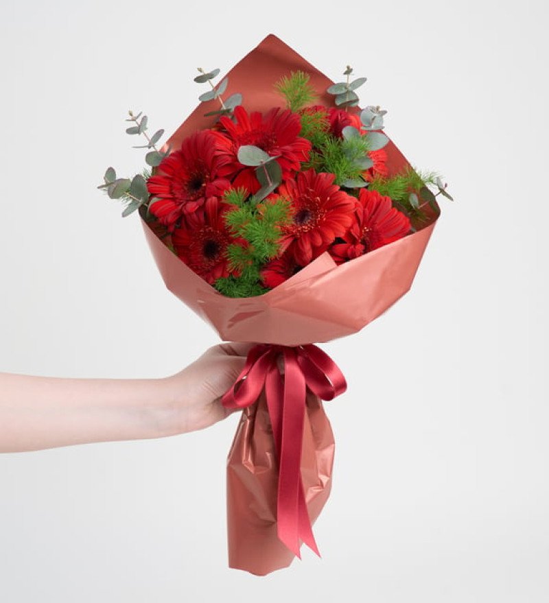 Kırmızı Neşe — Gerbera Buketi